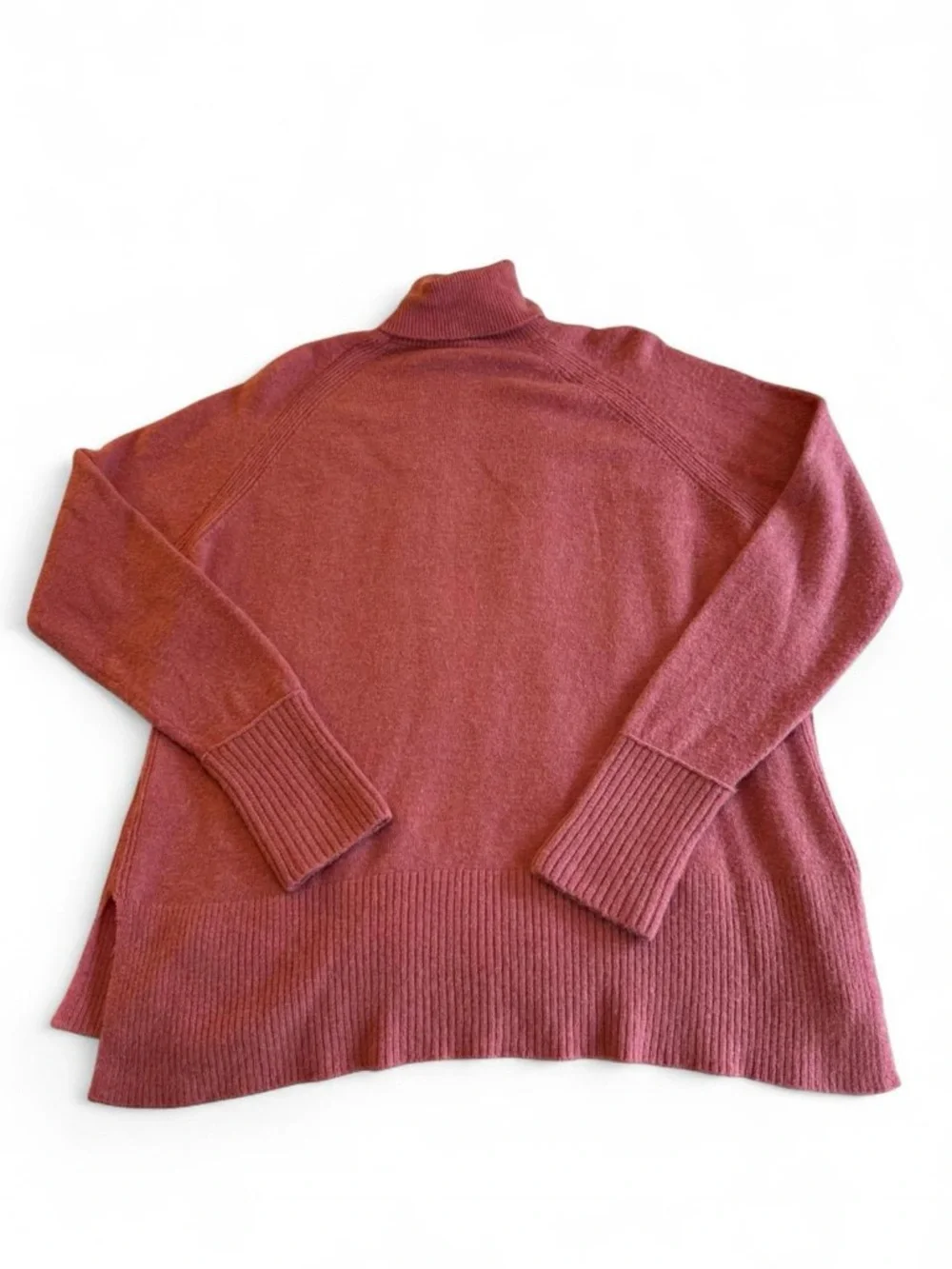J.Crew Supersoft Turtleneck Sweater Pink Side Slits Large